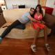 man sitting with a sex robot